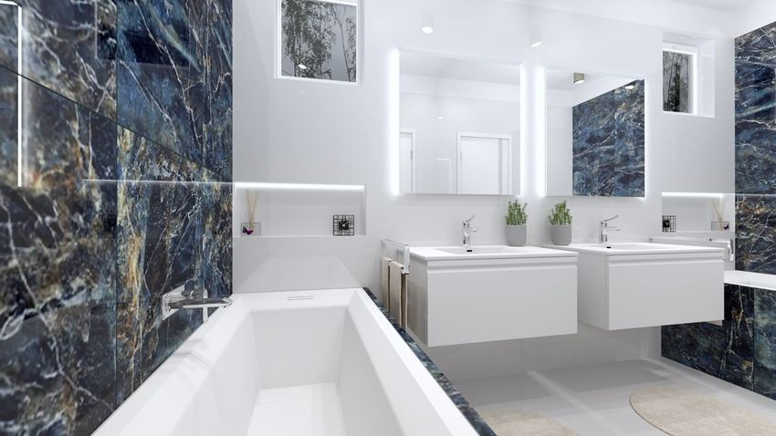 Moderná kúpeľňa s modrým mramorom