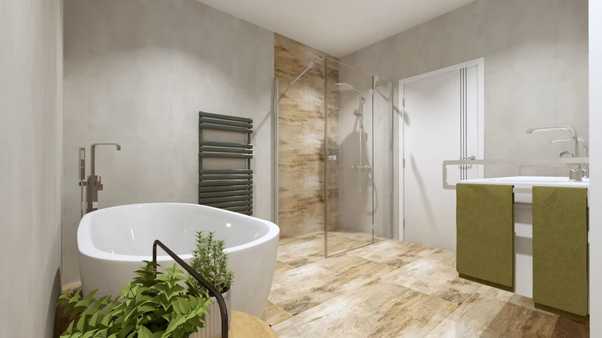Sivo-hnedá moderná kúpeľňa