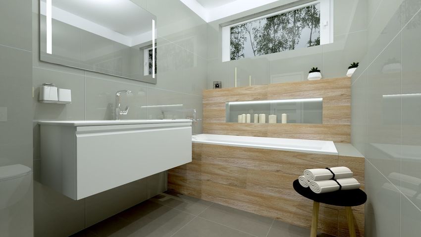 Malá sivo-hnedá kúpeľňa