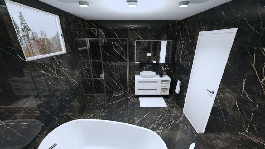 Elegantná čierna kúpeľňa