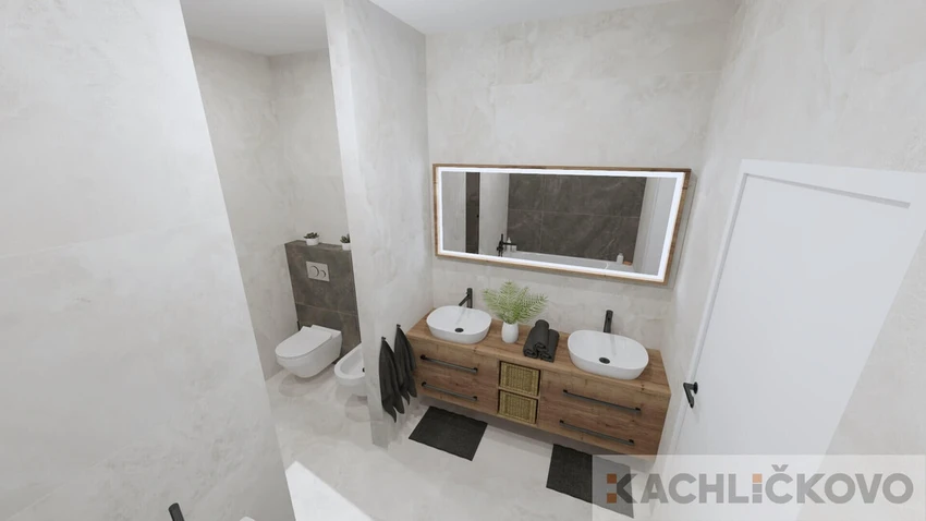 Kúpeľňa v imitácii matného sivého mramoru