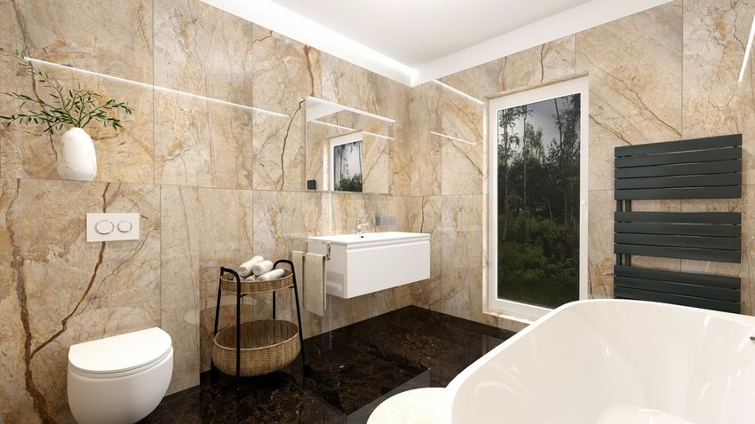 Luxusná kúpeľna v kombinácií mramorov