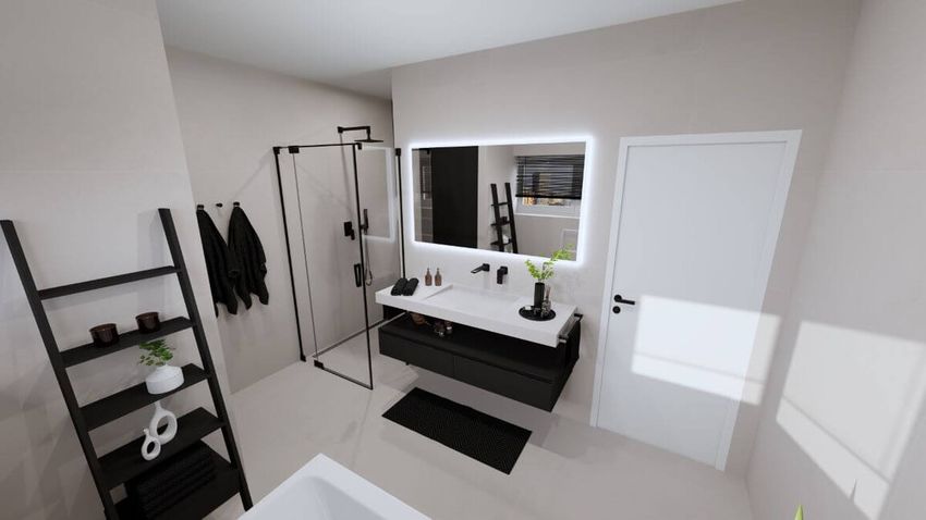 Minimalistická kúpeľňa v sivo-čiernom prevedení