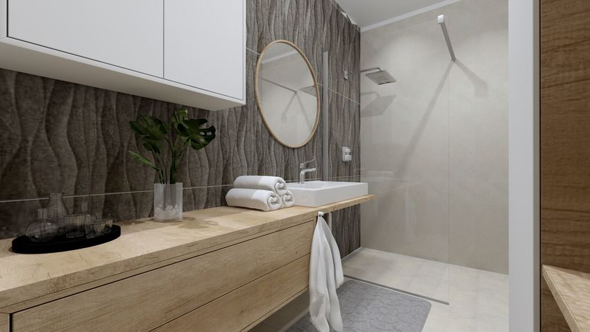 Elegantná kúpeľňa s 3D vzorom